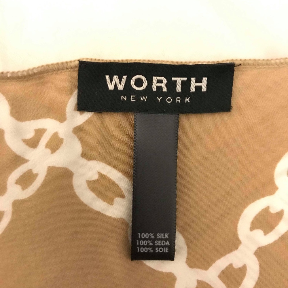 WORTH Tan/White silk necktie scarf